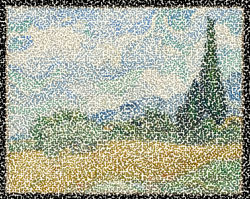 Pointillism photo effect: Converted result